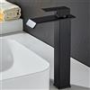 VFfotO Rubinetto a cascata in ottone nero per lavabo da bagno quadrato miscelatore per lavabo caldo e freddo rubinetto monocomando cromato (nero2)