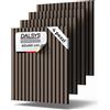 Dalsys Set 4 pannelli acustici in legno 60x60 cm noce con doghe, pannelli da parete per isolamento acustico in ufficio e casa, rivestimento 3D da interno