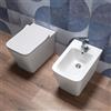 Auria Coppia Sanitari bagno a terra in Ceramica Bianco Lucido - Mod.WhiteFloor 3 | WC Rimless, Bidet, Sedile Soft Close, Sgancio Rapido, Risparmio Idrico, Fissaggi Inclusi, Installazione Parete o Pavimento