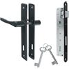 ADGO Maniglia per porta + serratura con chiave in grafite in acciaio inox, maniglia per porta del garage, 90 mm, serratura 90/22 mm, chiave pronta da montare (grafite)