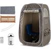 HOMASIS Sauna da Casa, Sauna Portatile con Generatore di Vapore da 3 Litri, Sauna a Vapore con Telecomando, 9 Livelli di Temperatura e 9 Timer, Sauna con Sedia Pieghevole e Massaggia Piedi (Grigio)
