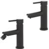 Inbagno Set miscelatori lavabo e bidet nero opaco con piletta click clack | York