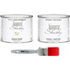 bianco Shabby CHALK PAINT Bianco Antico & FINITURA + PENNELLO - Pittura Shabby Chic EXTRA OPACA (500 ml) + Finitura Trasparente Opaco (500 ml) + 1 Pennello Pro 40 mm