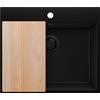 PRIMAGRAN Lavello da Cucina Tutto Nero 58x50cm, Lavandino in Granito a 1 vasca + Sifone Classico + Tagliere, Lavabo da Cucina Incasso al Mobile 60cm - Riga S345