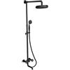 VOMI Set Doccia a Colonna Vintage Industriale Stile, con Miscelatore + Soffione a Pioggia + Doccetta + Rubinetto, Steampunk Sistema Doccia Nero, Bagno Colonna Doccia Sistema