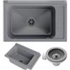 GRANITAN Lavandino da Esterno per Garage Lavanderia e Officina - Lavatoio per Installazione Interna ed Esterna - Lavello da Lavoro Universale - 58x38x26,7 cm - Grigio