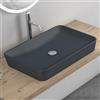 Mai & Mai Lavabo da Appoggio 60x40x9cm, Lavandino Bagno Colossum815 Lavabo da Marmo Fuso, Antracite Opaco