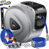 MASKO® Avvolgitore per tubo ad aria compressa automatico Attacco 1/4 - Avvolgitubo Portatubo a muro per tubo per tubo ad aria compressa (Grigio, 30m)