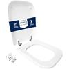 HYDRO HOME Copriwater compatibile con Ideal Standard Conca, Tavoletta WC Antibatterica in Plastica Termoindurente, Sedile WC Avvolgente con Cerniere Inox Fisse, Fissaggio inclinato, Bianco