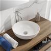 OGOMONDO Lavabo Da Appoggio Ceramica Bianco Tondo Lavandino Lavello Arredo 41,5x41,5x13,5 Cm (1, Bianco Lucido)