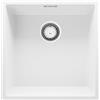 PRIMAGRAN Lavello sottotop Bianco 46x47cm, Lavandino in Granito a 1 vasca + Sifone Classico, Lavabo da Cucina al Mobile 50cm - London S208