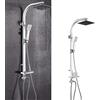 MINGYI Colonna doccia idromassaggio, con doccetta, testa doccia quadrata 20 cm e porta sapone, senza miscelatore, connettore DIN standard 1/2 (argento)