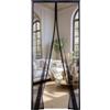 AQKaki Zanzariera Magnetica, Tenda Zanzariera Porta Finestra | 80x280cm Nero Poliestere Colore Puro Maglia Fine Zanzariere Magnetiche Porte Ampia Visuale per Porte d'ingresso Soggiorno