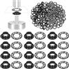 Glarks Kit di 100 occhielli da 6 mm con rondelle diamantate bianche, occhielli in ottone color canna di fucile, occhielli in tessuto per pelle, occhielli per cinture, scarpe, vestiti, tela,