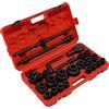 FENGLY Set di chiavi a bussola, 26 pezzi, 3/4, 1, 21-65 mm, cassetta a cricchetto, valigetta per il trasporto di camion e noci
