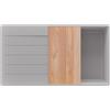 PRIMAGRAN Lavello da Cucina Grigio 90x50cm, Lavandino in Granito a 1 vasca + Set di accessori, Lavabo da Cucina Incasso al Mobile 60cm - Copenhagen Top S718