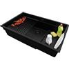 PRIMAGRAN Lavello da Cucina Tutto Nero 76x47cm, Lavandino in Granito a 1 vasca + Set di accessori, Lavabo da Cucina Incasso al Mobile 80cm - Prague Step Level Slim S617