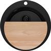 PRIMAGRAN Lavello Rotondo Tutto Nero 53x53cm, Lavandino in GRanito a 1 vasca + Sifone Classico + Tagliere, Lavabo da Cucina Incasso al Mobile 50cm - Pise S041