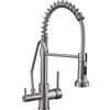 XJTNLB Rubinetto Cucina 3 Vie Miscelatore Cucina Nero con Doccetta Estraibile Rubinetto Tre Vie Cucina Miscelatore 3 Vie Miscelatore Lavello per Acqua Potabile Spazzolato,A