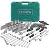 STANEW Cr-V Set chiavi a cricchetto 219 Pezzi, Set chiavi a bussola 1/4+ 3/8+ 1/2, Bussola Metrica Cr-V con Chiavie a Cricchetto a Sgancio Rapido a 72 Denti, adatto a tutte le riparazioni