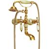 LAKKOAKOAA Rubinetto Vasca Da Bagno Miscelatore Vasca Da Bagno Ottone Due Maniglie Antico Vintage Stile, Rubinetto Doccia Da Muro Con Doccetta E Flessibile Doccia Da 1,5 M, Oro