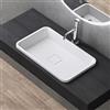 doporro Lavabo da Incasso Soprapiano 55x33 cm in Resina Minerale Bianco Opaco, Lavandino Rettangolare da Appoggio Senza Foro Rubinetto con Piletta Inclusa - Colossum104
