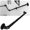 jiajulashou123 Corrimano per Scale Nero Interne Esterni Antiscivolo Corrimano in Ferro per Corridoio,Passaggio Sicurezza Ringhiera Passamano, Supporto a Parete,Per Anziani,Bambini (70CM)