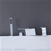 XJTNLB Rubinetto Cascata Vasca Rubinetteria Bordo Vasca 4 Fori Rubinetto Bagno con Doccia Miscelatore Vasca da Bagno con Doccetta Cromo,4 Fori