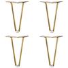 LLPEIJIE026 4 Pezzi Gambe da Tavolo a forcina,Piedi per Mobili,Gambe da Divano in Metallo fai-da-te,Perfetto per Armadio,Mobili TV,Cassetti,Comodino,Vieni con viti e Protezioni per Pavimento,D'oro(18cm)