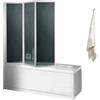 Rocard® - Box Vasca Pieghevole 3 Ante 133-134 cm - Parete Sopravasca in Plexiglass per Vasca da Bagno - Antigoccia, Salvaspazio e Facile da Installare