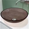 doporro Lavabo da Appoggio in Vetro Temperato Lavandino Bagno Ovale 40 x 40 x 12 cm Caffè Lavello Design Artistico con Texture per WC Ospiti Minerva06