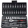 Generic Set di chiavi a bussola, 46 pezzi, strumenti di riparazione per auto, set di chiavi a bussola da 1/4 , set di attrezzi meccanici, set di chiavi a cricchetto, attrezzi per riparazione auto domestica