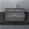 Mai & Mai Lavabo da Appoggio 50x42x12cm, Lavabo Bagno Sospeso Lavandino Bagno Meissen201-500 in Ceramica con Nano Rivestimenti inclusi, Antracite Opaco