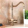 XJTNLB Miscelatore Tre Vie Osmosi Antico Rubinetto Lavabo Cucina Doppio Beccuccio Rubinetti da Cucina a 3 Vie Rubinetto Acqua Potabile con Doppia Leva