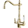 XJTNLB Rubinetto Lavello Cucina 3 Vie per Osmosi Oro Rubinetteria Cucina con Beccuccio Girevole a 360 ° 3 in 1 Rubinetto Acqua Potabile