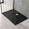 doporro Piatto Doccia 70x100 cm Rettangolare in Acrilico Rinforzato Nero, Altezza 4 cm Ultrasottile, con Piletta di Scarico Cromata Inclusa （AL01) - Faro2