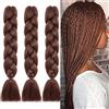 Cybelleza Treccine Africane Extension Capelli Sintetici 3pcs 60cm Extension Capelli per Treccine Africane Finti Estensioni Trecce Afro Ombre Braiding Hair, Rosso Vibrante