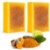Eclove 2 Pezzi Sapone Turmerico Al Limone, Sapone Alla Curcuma,Peeling Naturale e Tono Pelle Uniforme, Viso e Corpo, Saponetta Schiarente Naturale Alla Curcuma e Limone con Acido Cogico