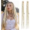 Generisch Extension per capelli con clip in treccia lunga 40 cm, 2 trecce Boho Dreadlock con perline e ciondoli, intrecciate sintetiche clip in treccia per donna, cosplay, per festival e feste