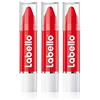 Labello Lips2Kß Color Lip Balm Poppy Red in confezione da 3 (3 x 3 g), cura delle labbra con colori intensi, rossetto con vera cura Labello, rosso