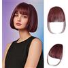 LesafeV Frangia in capelli umani naturali, con basette, invisibile, con frangia, per volume istantaneo e styling, versatile, perfetta per fissare l'attaccatura dei capelli (5 g, rosso vinaccia)