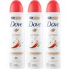 Dove 3x Dove Deodorante Go Fresh Mela e Tè Bianco 0% Alcol Anti-Traspirante - 3 Deodoranti Spray da 150ml