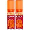 NYX Professional Makeup Duck Plump Gloss Lucidalabbra Tonalità 14 Hall of Flame Rimpolpante Finish Lucido Luminoso per Labbra Grandi e Carnose con Zenzero e Peperoncino - 2 Lipgloss da 7ml