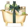 BRUBAKER set da bagno 'Aloe Vera Love' presentato in una mini vasca da bagno color oro, 6 pezzi