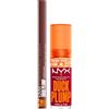 NYX Professional Makeup Duck Plump Gloss Lucidalabbra Colore 14 Hall Of Flame 7ml + Duck Plump Plumping Lip Liner Matita Labbra Colore 08 Dash of Cocoa Rimpolpante con Zenzero e Peperoncino - Set da 2