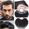 guiling-1986 Protesi Capelli Uomo Parrucchino frontale da uomo con linea sottile, parrucchino frontale con base in PU, 0,05-0,14 mm, unità di sistema capillare anteriore a forma di V, capelli umani indiani # 1B, n