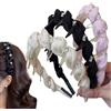 Generico Probabledy Retro High Skull Pearl Headband, Fluffy High Cranial Headband, 1 Second Fluffy High Cranial Effect, Serrated Anti-Slip Teeth for Elegant Daily Wear (F-3PCS)