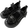 Juankrynord Scarpe Mary Jane con plateau con punta tonda stile gotico kawaii stile Lolita da Donna con fibbia a cuore in pizzo nero con suola spessa e tacco a spillo (Nero,37)