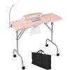 RELAX4LIFE Tavolo Pieghevole per Manicure con Ruota, Scrivania Portatile per Tecnici delle Unghie con Aspiratore, Lampada LED Flessibile, Poggiapolso e Borsa da Trasporto (Rosa)
