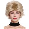 WIG ME UP - M-270-22 Parrucca Donna Corta Wild Cotonata Voluminosa Anni 80 Biondo